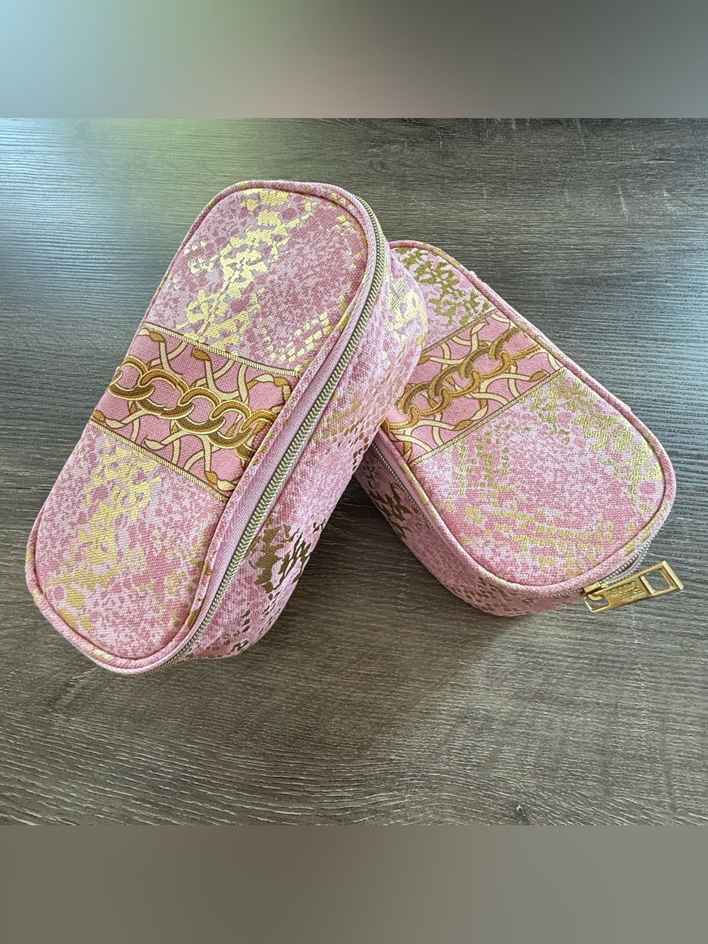 Estée Lauder Pink Patterned Cosmetic Pouch Set of 2